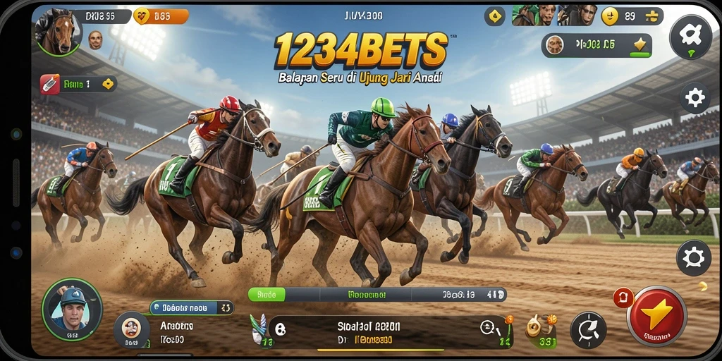 Gameplay seru 1234BETS dengan mobil balap yang cepat.