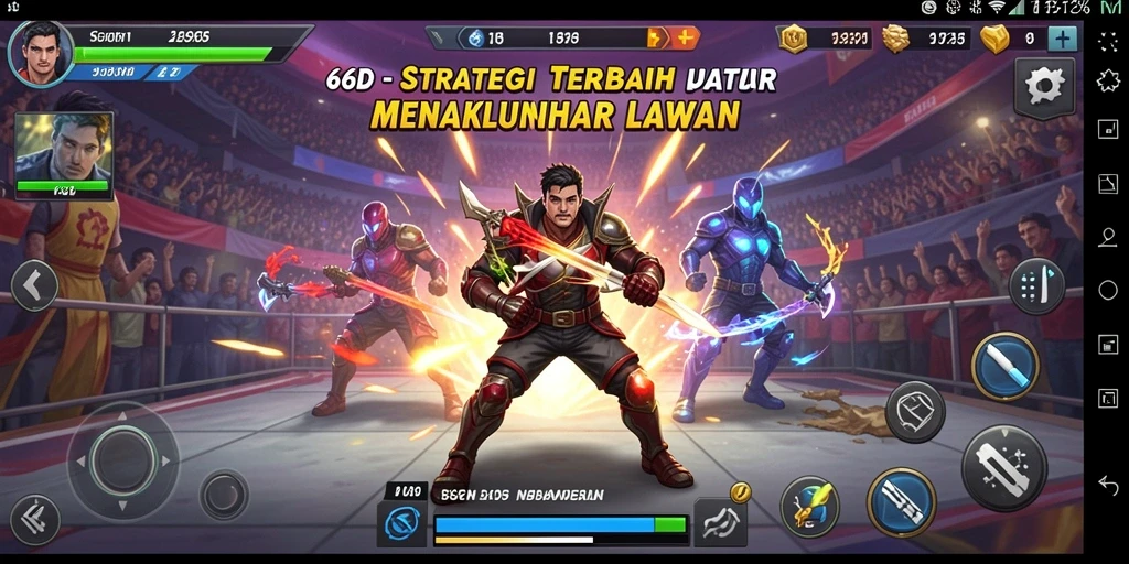 Tangkapan layar utama 66D menampilkan pertempuran strategi yang intens.