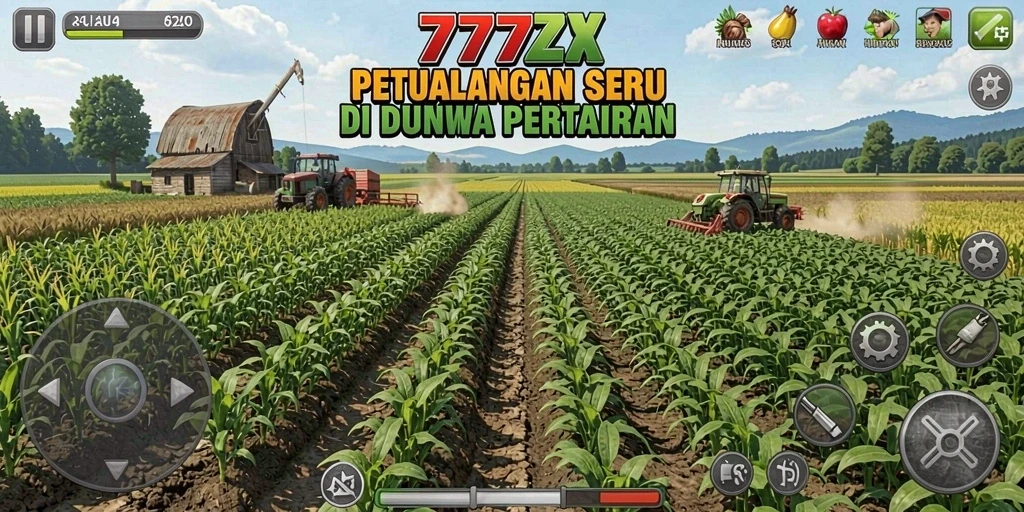 Gameplay 777ZX yang menampilkan aktivitas pertanian yang seru.