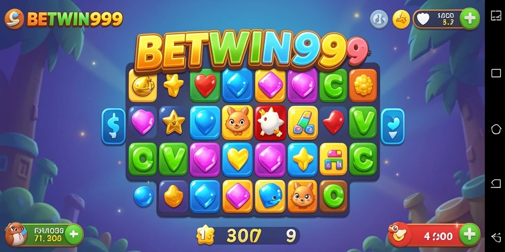 Tampilan gameplay BETWIN999 dengan aksi Match-3 yang seru.