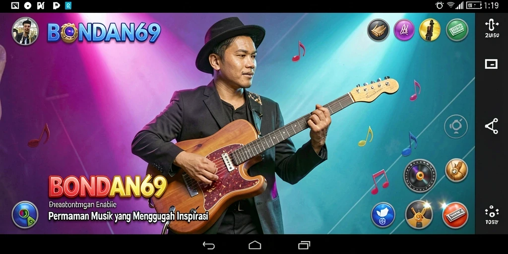 Tampilan gameplay BONDAN69 menampilkan alat musik interaktif yang menarik.