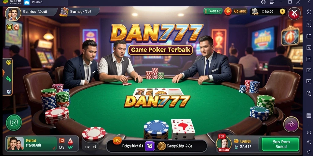 Screenshot utama DAN777 menampilkan gameplay poker yang mendebarkan.