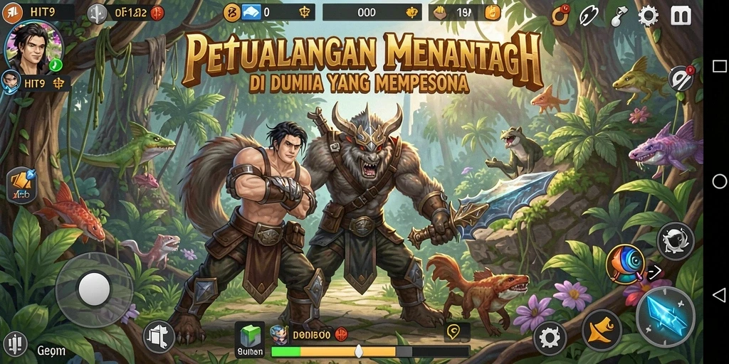 Tangkapan layar HIT9 menunjukkan pemain sedang menjelajahi dunia petualangan yang menantang.