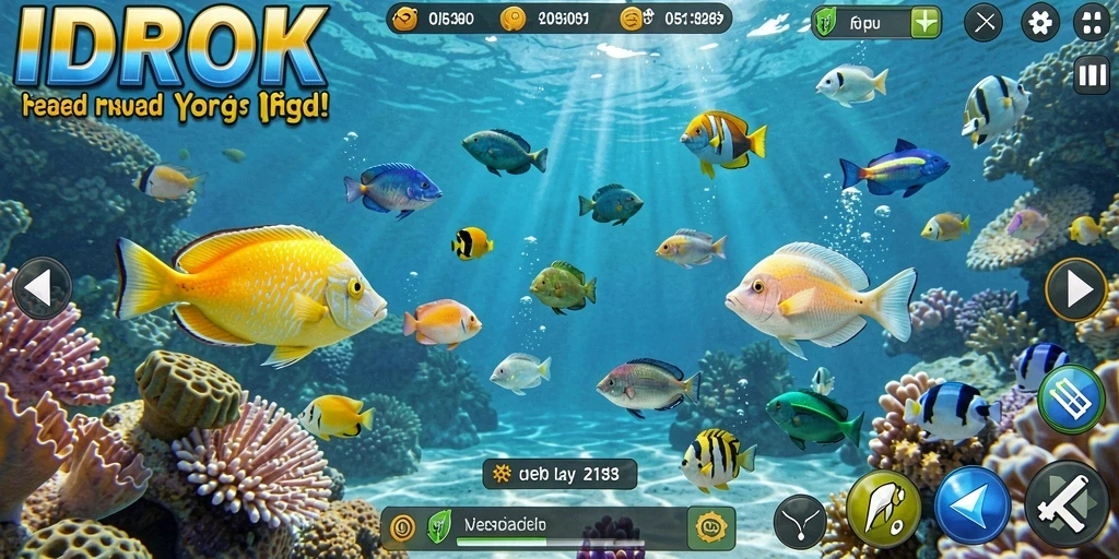 Tampilan gameplay <strong>IDROK</strong> yang menarik dengan efek Tembak Ikan.
