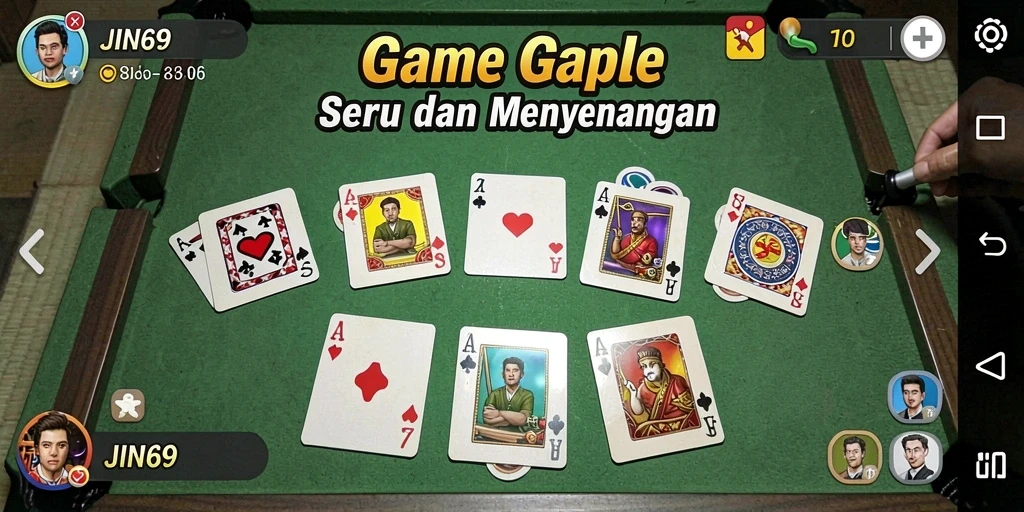 Screenshot gameplay JIN69 yang menampilkan suasana permainan Gaple.