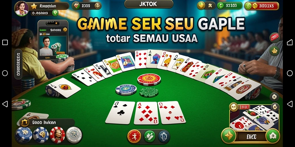 Tampilan seru gameplay Gaple di JKTOK dengan teman-teman.