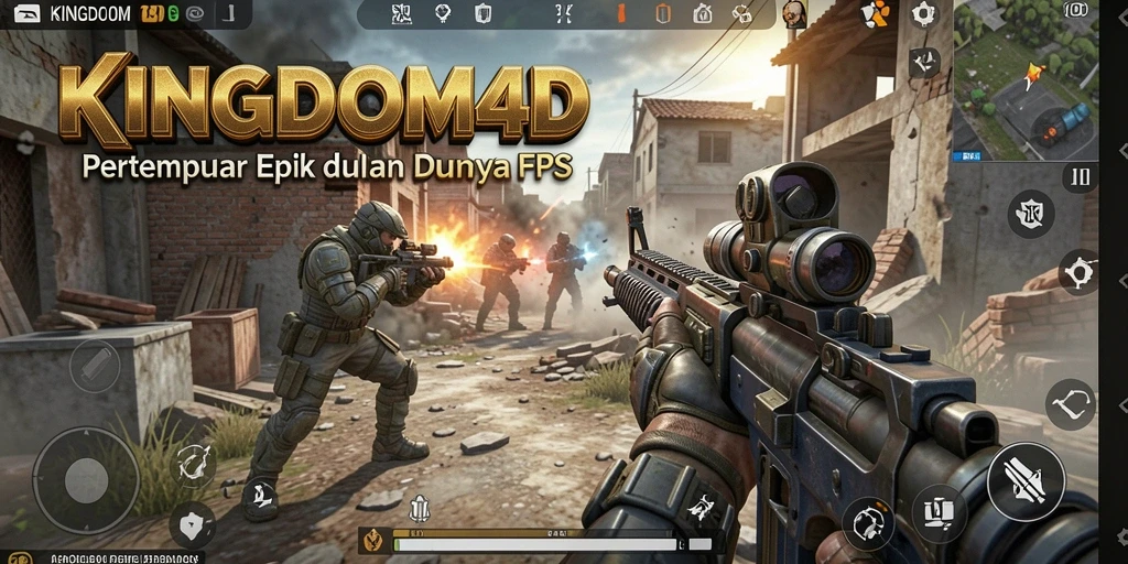 Tampilan gameplay seru dalam KINGDOM4D dengan aksi tembak-menembak yang intens.