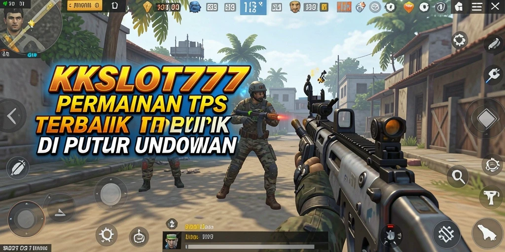 Tangkapan layar utama KKSLOT777 menampilkan aksi pertarungan TPS yang menegangkan.