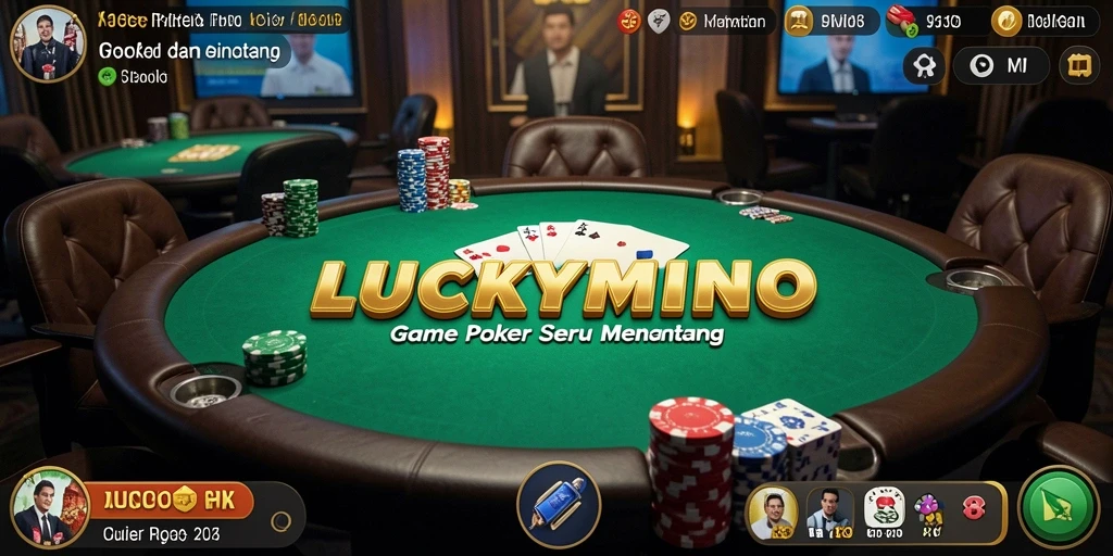 Tampilan gameplay Poker yang mendebarkan di LUCKYMINO.