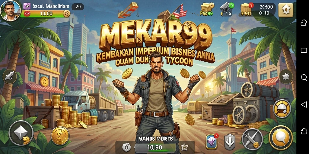 Tampilan gameplay menarik dari MEKAR99 dengan berbagai fitur Tycoon.