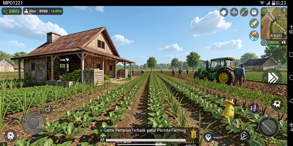 Tampilan gameplay MPO1221 yang memukau dengan kebun yang rimbun.