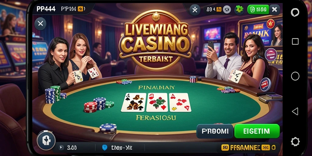 Screenshot gameplay Live Casino yang menampilkan dealer langsung.