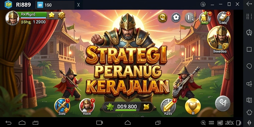 Tangkapan layar utama RI889 dengan gameplay membangun kerajaan yang seru.