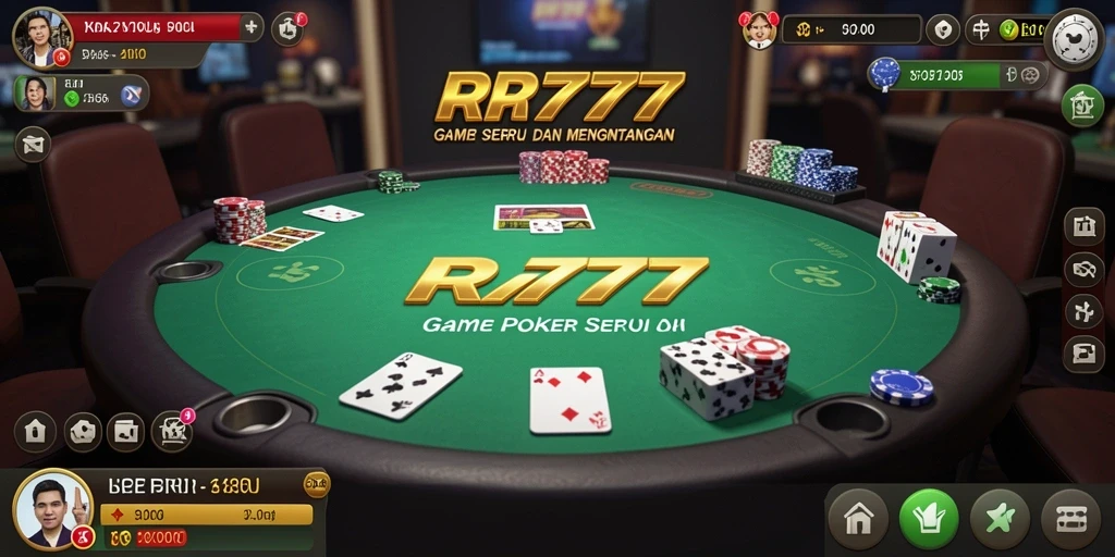 Tampilan gameplay menarik dalam >RR777< dengan aksi poker yang mendebarkan.