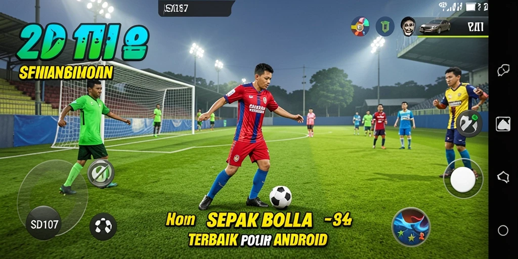 Tampilan gameplay SD107 dengan aksi menegangkan di lapangan sepak bola.