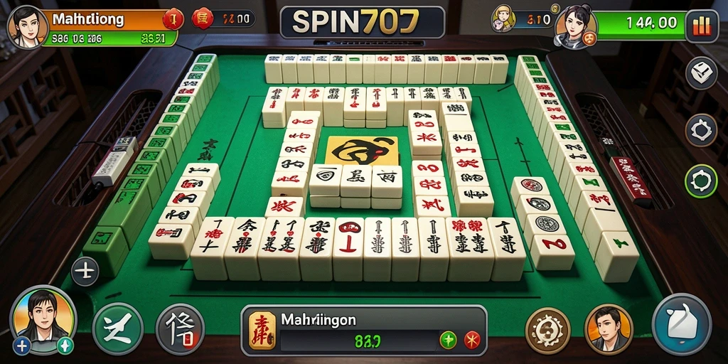 Tampilan gameplay Mahjong yang seru dan menghibur di SPIN707.